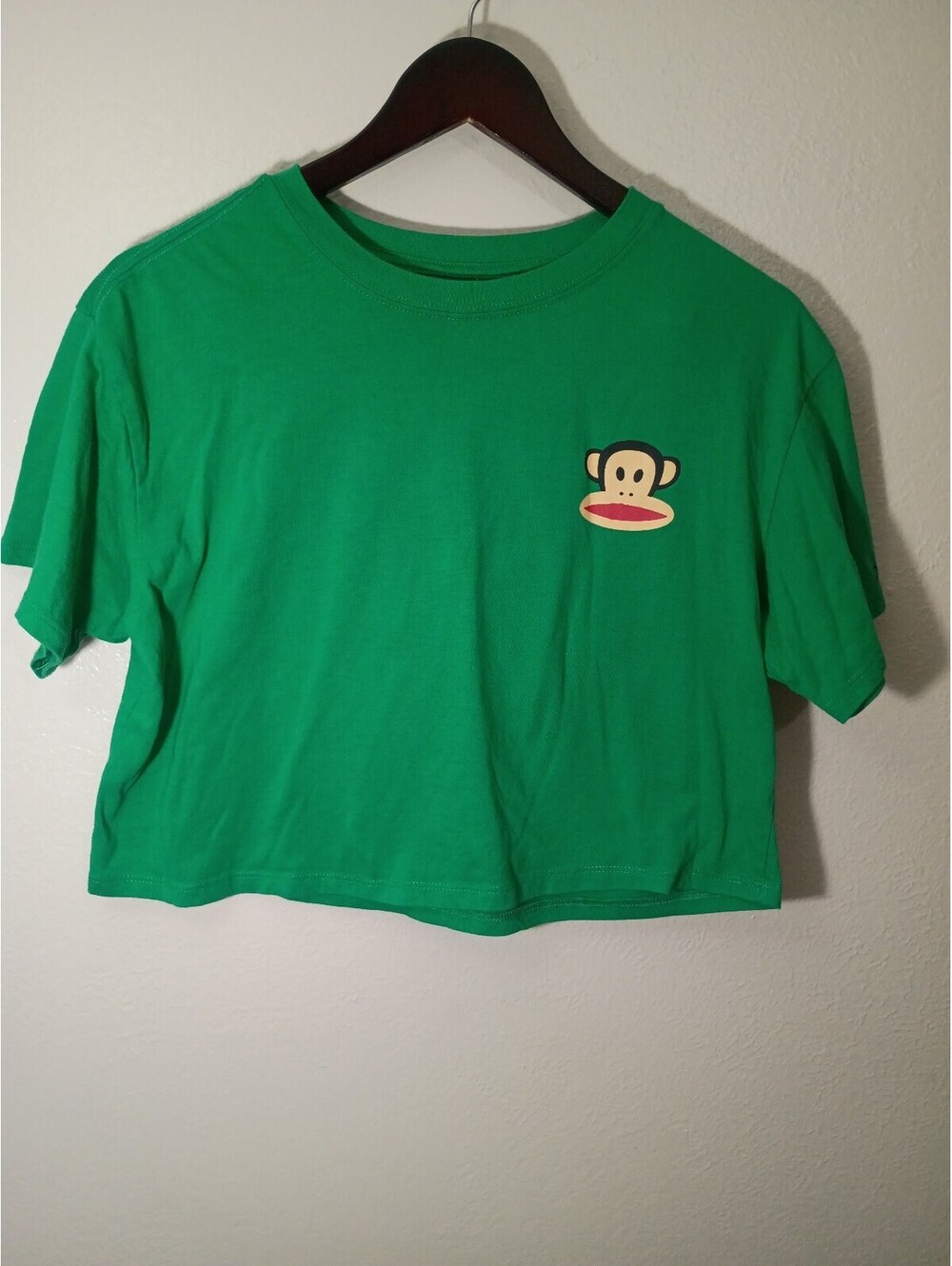 Paul Frank Green Crop T-Shirt with Iconic Monkey Print, Size M